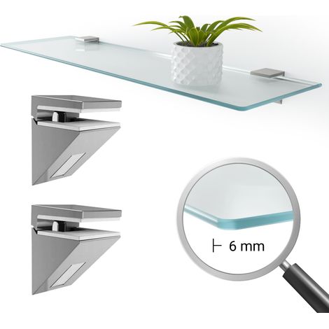 Panneau Étagère En Verre Trempé - Tablette Murale En Verre - Pour Cosmétiques - Trempé Dépoli - Fixation Murale - 90 cm x 13 cm (1/5)