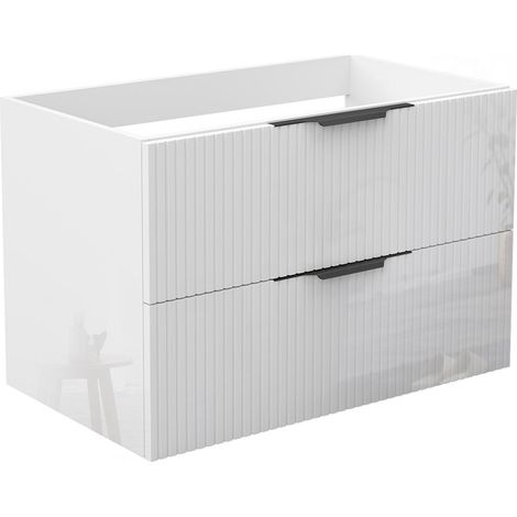 Glänzend Unterschrank Badmöbel Badschrank Gäste-WC ohne Waschbecken 100cm Hochglanzweiß TYP3