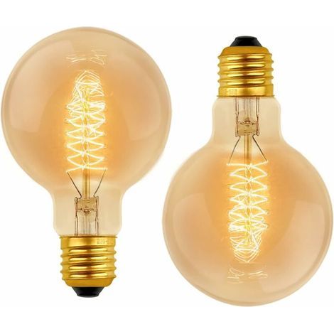 Ampoule Vintage Globe G80 E27 Dimmable 60W Blanc Chaud 2700K, 600lm, Ampoules de Décoration à Incandescence Rétro E27 Spirale Tungstène Filament Lampe, lot de 2 (1/4)