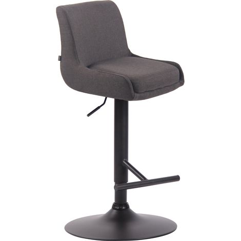 Tabouret de bar avec repose-pied design moderne en tissu gris foncé pieds en métal noir mat TDB10440