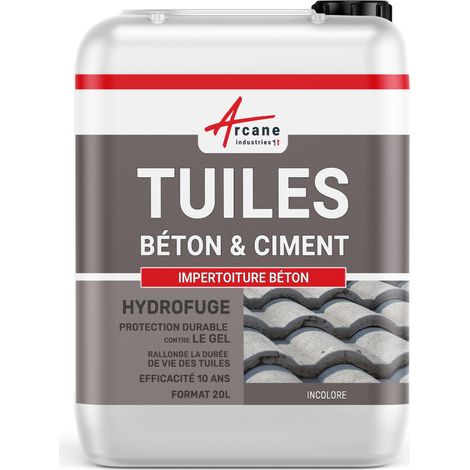 Arcane Industries – Imperméabilisant hydrofuge incolore pour tuiles en béton – Protection durable jusqu'à 10 ans – 20 L pour 100 m²
