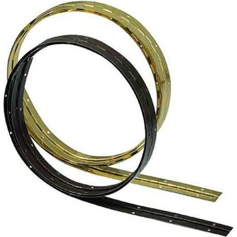 Charnières acier au mètre – Laiton plaqué – Longueur 2 mètres – Épaisseur 2 mm – Largeur 32 mm – Pour bois dur (1/2)