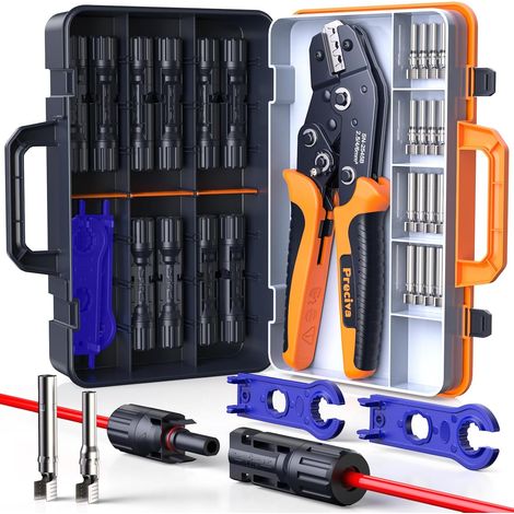 Pince à Sertir, Outils de Sertissage Solaires Pour 2,5-6 mm² Câble PV, 10 Paires de Connecteurs Solaires, 2 Clés MC4, Photovoltaïque Panneaux Solaires (1/5)