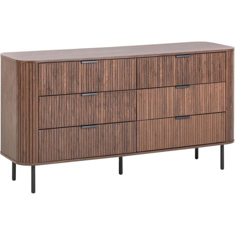 Cassettiera con 6 cassetti MDF legno chiaro gambe in metallo Bradley (1/5)