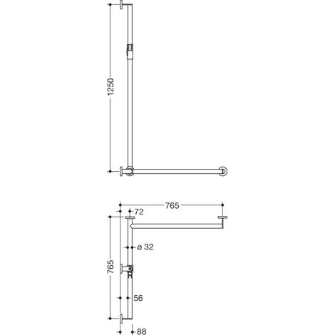 HEWI 900.35M30060 ER DUHA, ø:32, re, A1:1250, W1/W2:765
