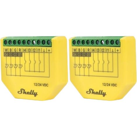Contrôleur d'éclairage LED SHELLY Plus RGBW, PM, BT, Wi-Fi, encastré, jaune, 2 pièces (1/2)