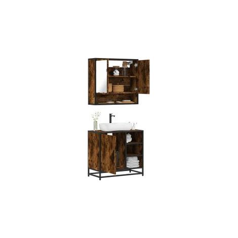 Ensemble de meubles de salle de bain 2 pcs Chêne fumé (1/5)