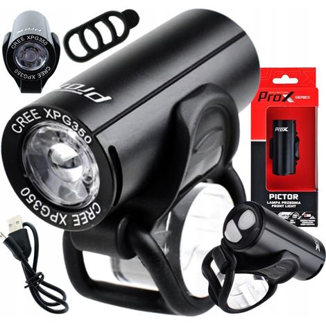 Luz delantera para bicicleta potente de 350 lúmenes con sensor de proximidad. (1/5)