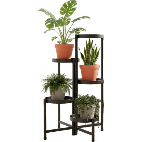 Soporte para plantas, diseño de 5 niveles, construcción de metal resistente, estante para flores (1/2)