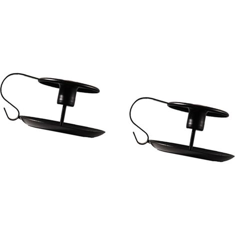 Bougeoir rétro en fer forgé peint, support pour bougie pilier, noir, lot de 2 (1/5)