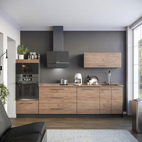 Küchenzeile Fame-Line, Goldkraft Eiche/Anthrazit, 280 cm, AP Anthrazit, Vicco (1/5)