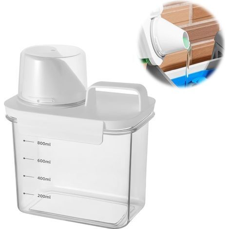 Distributeur de Lessive Hermétique avec Verre Doseur, Boîte de Rangement de Poudre à Laver, Distributeur Lessive liquide, Distributeur de céréales (1100 ml) (1/5)