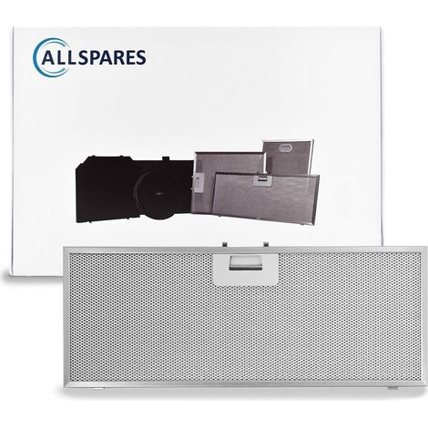 Filtro metálico AllSpares para campanas extractoras compatible con Whirlpool 481248058314 y Elica GF03FB (458x175x8mm)