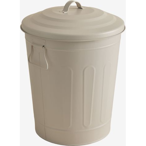 SKLUM Mülleimer mit Deckel für den Außenbereich aus verzinktem Stahl Susi Beige Tapioca (1/5)