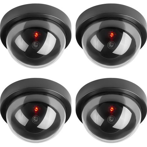 Caméra dôme de sécurité simulée avec flash LED pour entreprise, magasin, maison, intérieur et extérieur (lot de 4)