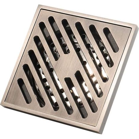Bodenablauf - Abflussrost aus massivem Messing - Antikbronze-Finish - 10 x 10 cm - Durchflussmenge 25 l/min - Für Badezimmer, Dusche, Küche, Keller (1/5)