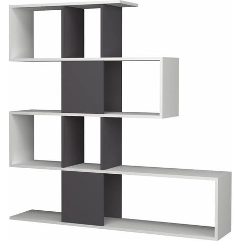 Libreria bifacciale 145x145h cm in legno colore bianco e ghisa - Aktif (1/3)