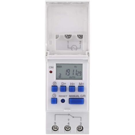 BUNTHAUS Minuterie programmable numérique Affichage LCD Interrupteur horaire programmable hebdomadaire Relais temporisé 16on & 16off minuterie(12V) (1/5)