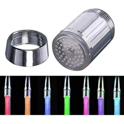 Mousseur - Robinet LED - 7 Couleurs Automatiques - Entraînement Par Turbine - Argent - Salle De Bain Et Cuisine - 1 Pièce (1/4)