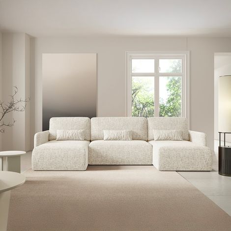 U-Sofa, 4-sitzig, umwandelbar, mit Truhe Lazare Off-White (1/5)