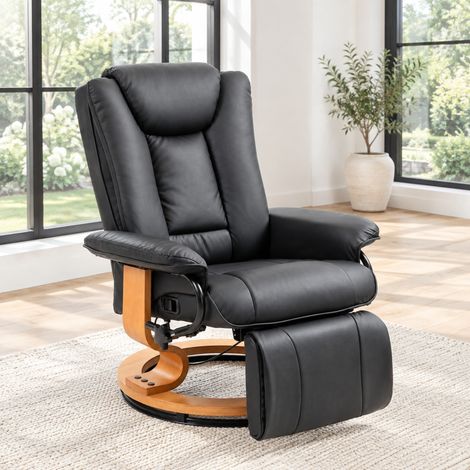 Sillón relax giratorio reclinable con reposapiés, 78 x 88 x 103 cm, negro HAVRYA (1/5)