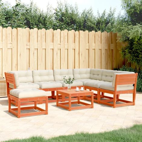 7tlg Garten-Lounge-Set mit Kissen Wachsbraun Massivholz Kiefer vidaXL (1/5)