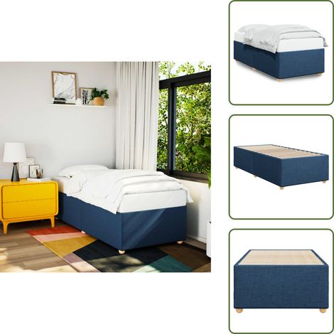 The Living Store Cadre de lit sans matelas bleu 100x200 cm tissu - Sommeil (1/5)