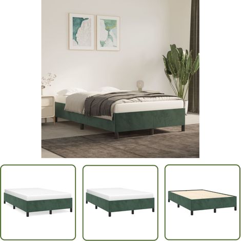 The Living Store Cadre de lit sans matelas vert foncé 120x200 cm velours - Cadre De Lit - Lit Double - Lit Velours - Lit Vert - Meuble Chambre (1/5)