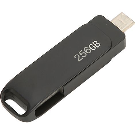 256 GB Dual-Dreh-USB-3.0-Typ-C-Stick aus Metall, Schwarz – Fotospeicher für Tablets und tragbare Geräte (1/5)