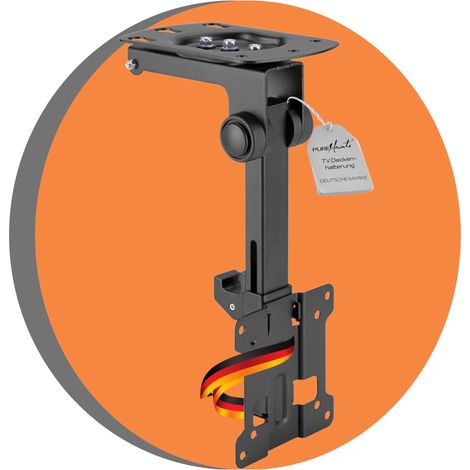 Support TV pour Plafond, adapté aux téléviseurs 13-27 Pouces, Pliable, réglable en Hauteur, pivotant, inclinable, jusqu'à VESA 100x100, Noir (1/5)