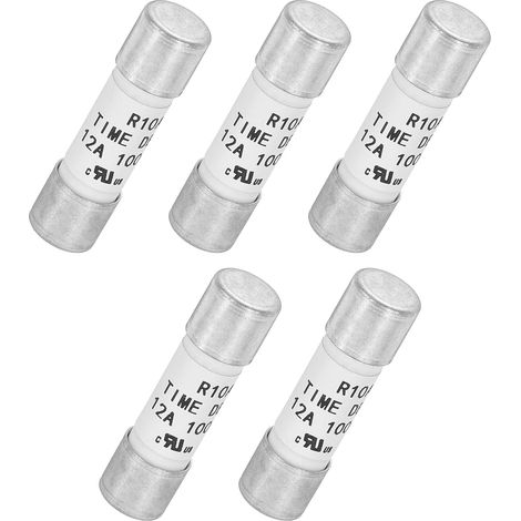DC 1000V 12A Ceramic Time Delay Fuse 5pcs Fuse Tube Cartridge Slow Cut Off Current Limit Protection Delayed Fuse 10X38mm (1/5)