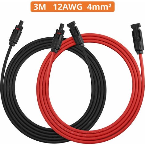 Cable D'Extension Pour Panneau Solaire - 12 AWG - 4 mm² - Connecteur Mc4 - Résistant Aux Intempéries - 1 Pièce (1/5)