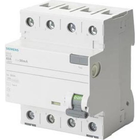 Siemens Interruttore differenziale, 4 poli, Tipo F, ritardato, In: 40 A, 30 mA, 5SV33443 (1/4)