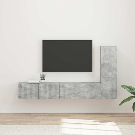 TV-Schrankset Wandmontiert 3 pcs Beton Grau Holzwerkstoff
