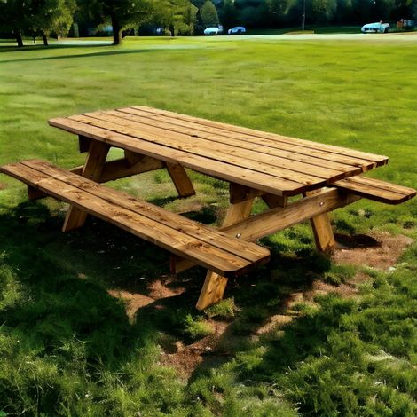 Table de Jardin en Bois Massif de 2.4 m, traitée Classe 3 Marron, fabrication 100% Française (1/5)