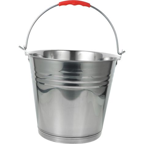 Seau Multifonction Rond en Acier Inoxydable 7 L avec Poignée et Couvercle, Résistant la Rouille, pour Ménage et Stockage d'eau, Usage Intérieur et Extérieur, Seau Portable (1/5)