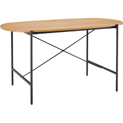 Table à manger 160x90x75 cm effet chêne et noir - BLIKI (1/5)