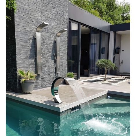 Fontaine piscine inox 316 modèle Cobra – Hauteur 65 cm – Cascade apaisante – Débit 7 à 26 m³/h – Raccord 1''1/2 (1/5)