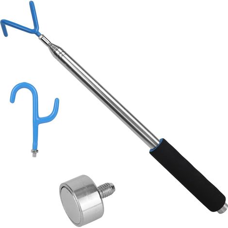 Outil Télescopique Préhensible Barre Magnétique avec Crochets Aimant, 300cm Perche Extensible Pousser Tirer Préhenseur Fils Récupérateur Disque Golf Zones Difficiles D'accès (1/5)