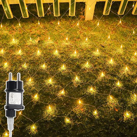 TolleTour Filet Lumineux LED 1.5x1.5M Blanc chaud Chaîne lumineuse avec 8 modes Rideau lumineux de Noël intérieur extérieur 96 LEDs (1/5)