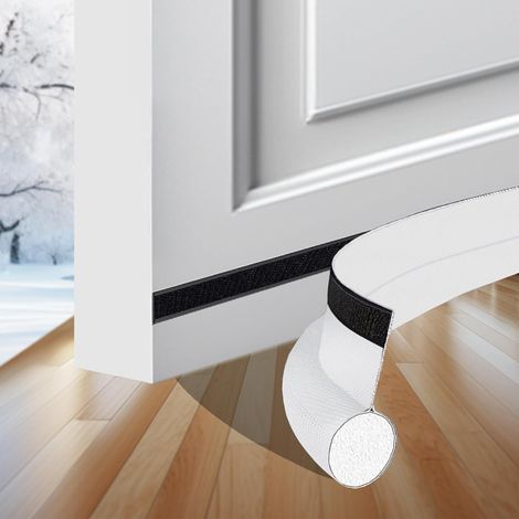 Boudin de porte isolant froid,Bas de porte coupe-vent, Joints de porte autocollants,Bas de porte isolant Rapide à installer,Ajustable isolation porte 94 cm,Blanc (1/5)