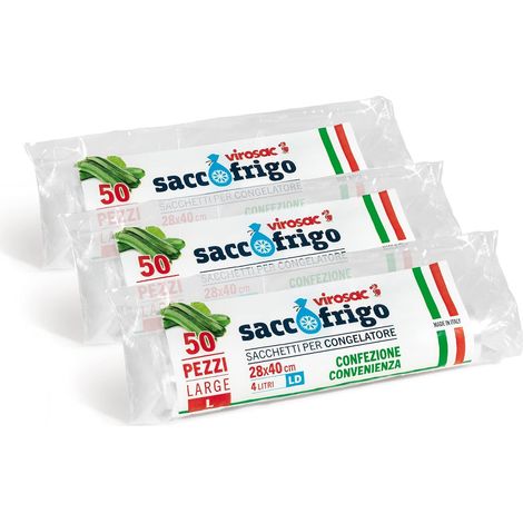 Lot de 3 rouleaux de sacs de stockage et de congélation des aliments, LDPE, transparent, 28 x 40, 50 pièces par rouleau (1/5)