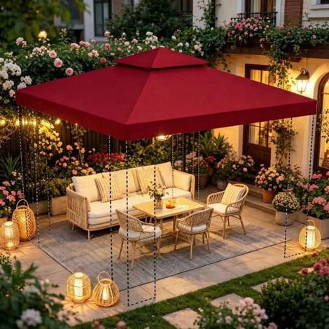 Toile de remplacement élégante pour gazebo, toit de remplacement extérieur pour gazebo – toile de remplacement uniquement, sur place (1/5)
