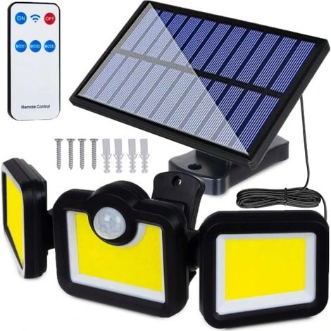 POTENTE LAMPADA SOLARE 171 LED 3 IN 1 SENSORE DI MOVIMENTO CREPUSCOLO PANNELLO SEPARATO TELECOMANDO