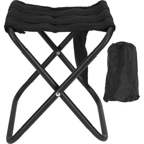 Tabouret pliant portable noir, chaise légère, siège de voyage pour la randonnée, équipement de camping en plein air (1/2)