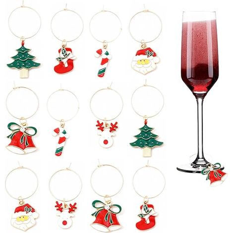 Christmas Wine Glass Charms Champagne Cocktail ID Tags for Stemware Party Favors (1/2)