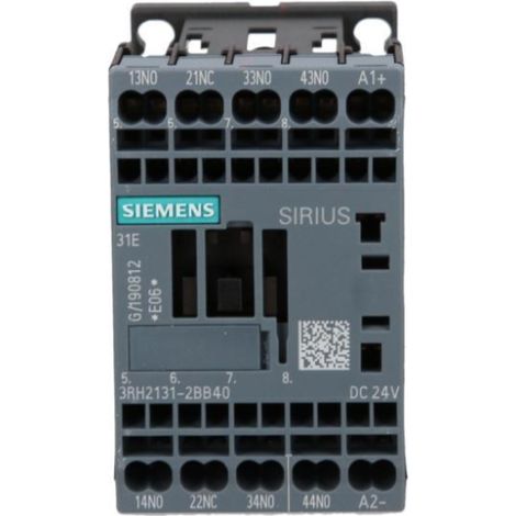 Contactor auxiliar 3NO 1NC bobina 24V CC S00 conexión por resorte sirius 3RH2131-2BB40