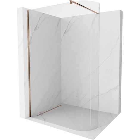 Mexen Kioto abgerundete Duschwand 160 x 200 cm, transparent 8 mm, Rosa Gold - 800-160-101-60-06