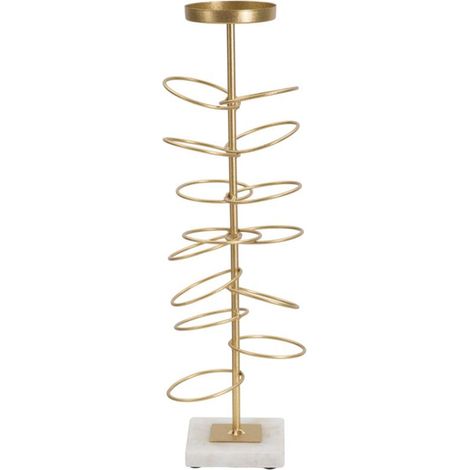 Portacandele in metallo oro, 14x13x46 cm – Rings (1/5)