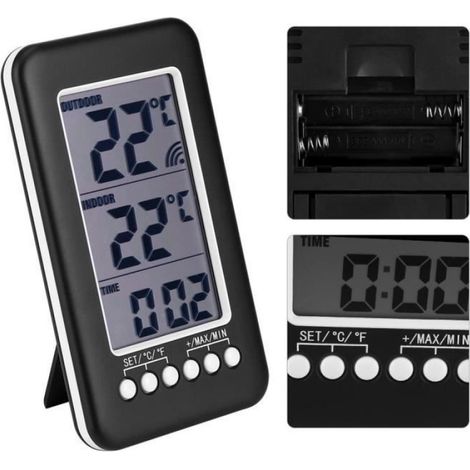Thermomètre sans fil intérieur et extérieur Capteur extérieur de température et thermomètre intérieur d'affichage numérique---AIM (1/4)